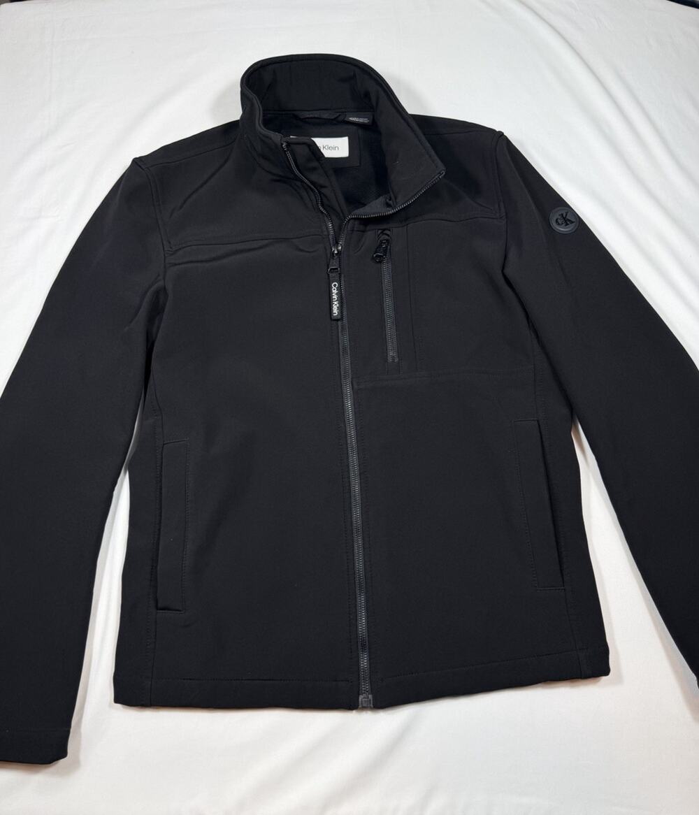 Calvin Klein Jacket Mens XS Black Soft Shell Zip Pocket